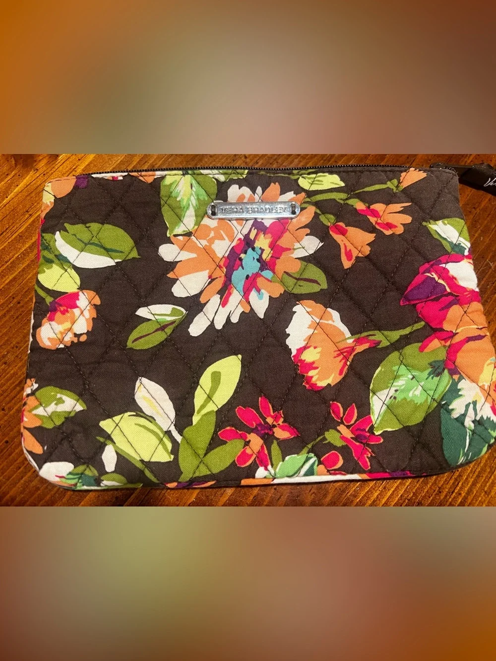 Vera Bradley English Rose Quilted Cosmetic Makeup Bag Retired Pattern Travel